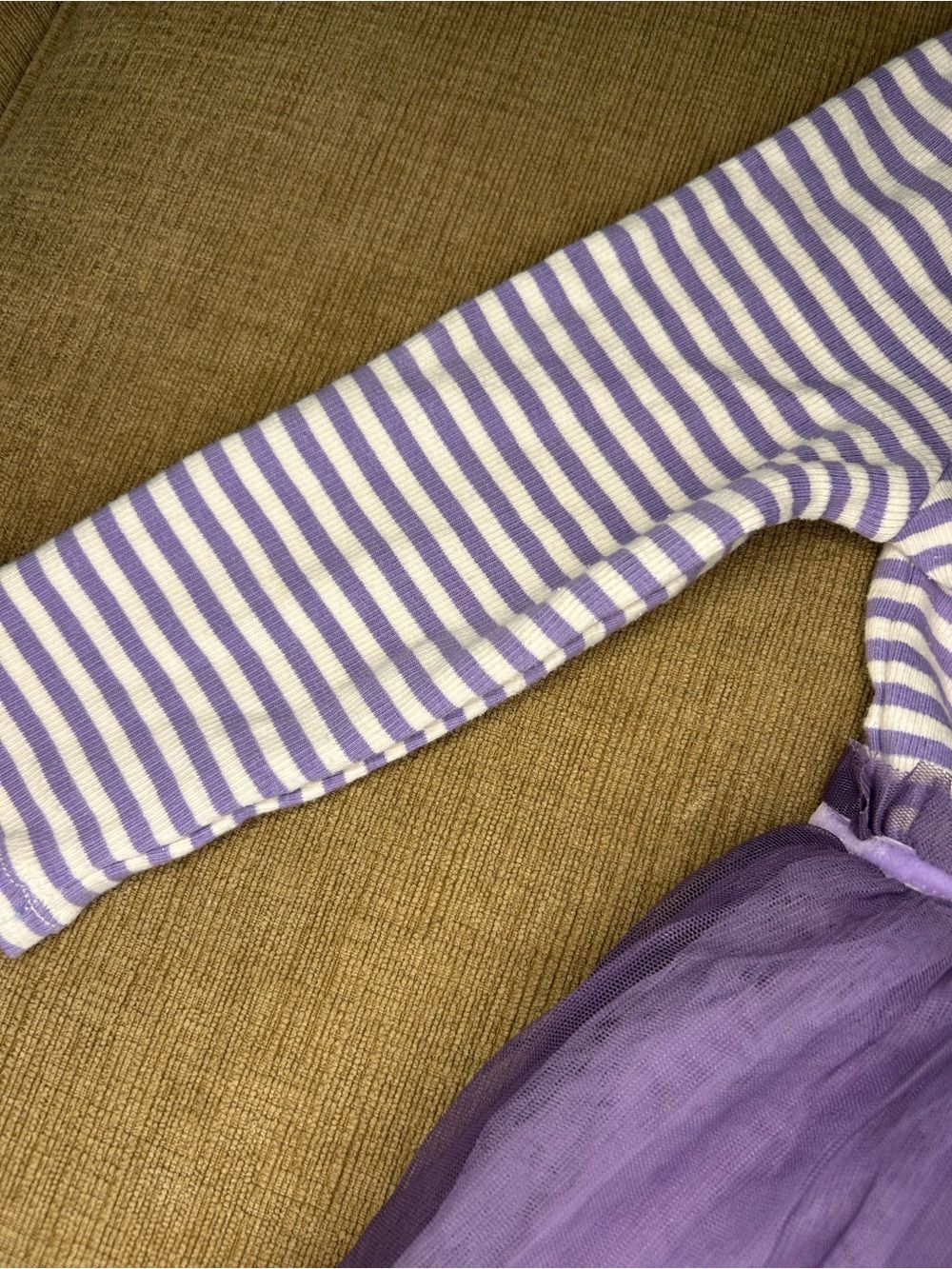 Mini Boden Girls White & Purple Striped and Tulle skirt dress - Picture 3 of 5
